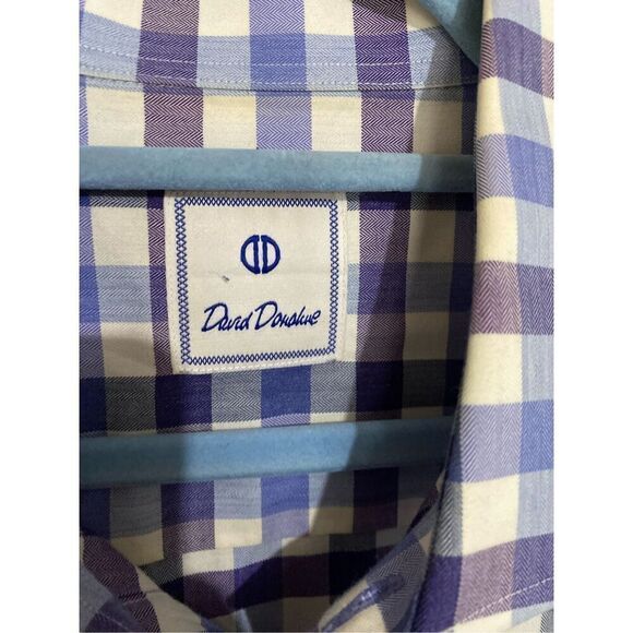 David Donahue men’s button up shirt, blue purple and white size large - Picture 4 of 5